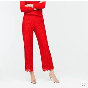 J crew red lace pants AE593 size 14